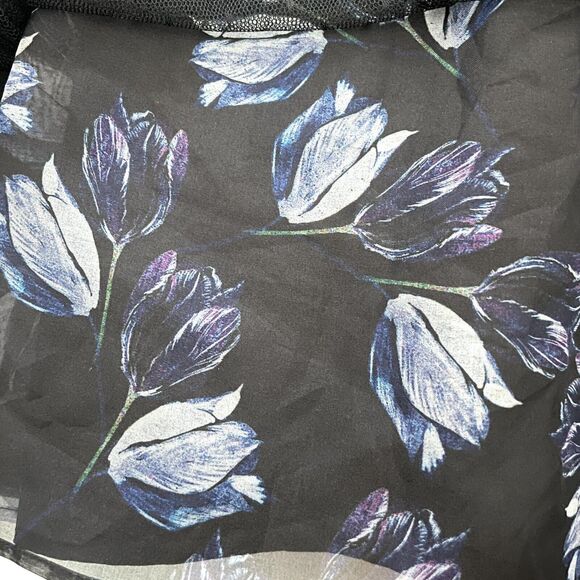 Jill Jill Stuart Floral Printed Organza Mesh Fit & Flare Blk Cocktail Dress - Picture 13 of 15